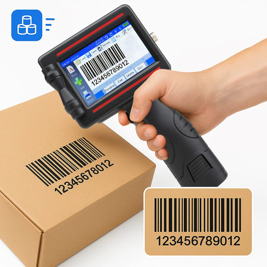 INCODE Handheld Date Coding Inkjet Marking Machine Fast Dry Metal Ink Manual Batch Number Printer New Condition 1-Year Warranty