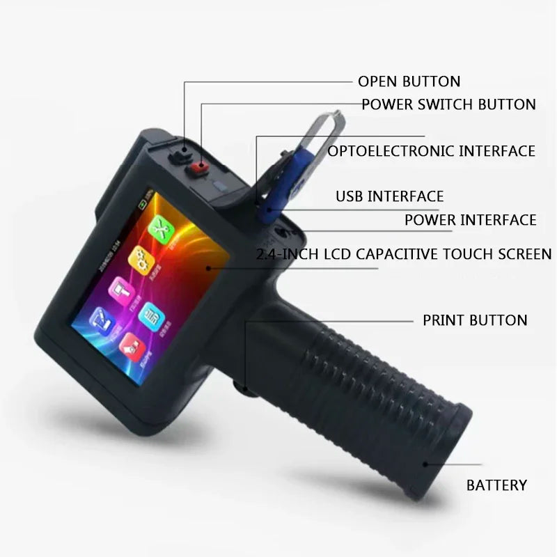 2025 M2 handheld portable touch screen inkjet printer smart coder food plastic bag carton production date printing